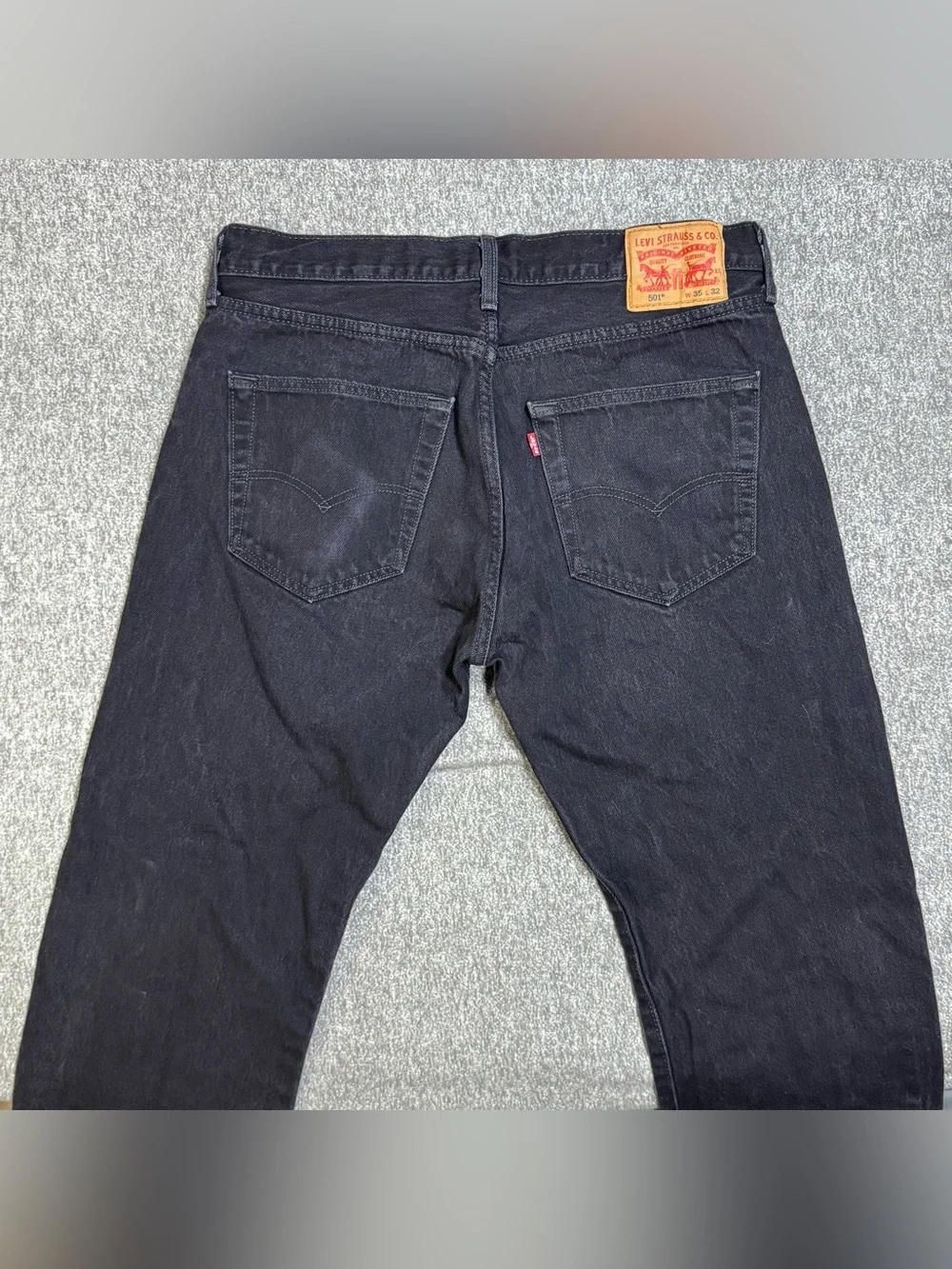 Levis 501 Jeans Men’s 34x30 Black Button Fly Grunge Straight Leg Jeans 5 Pocket